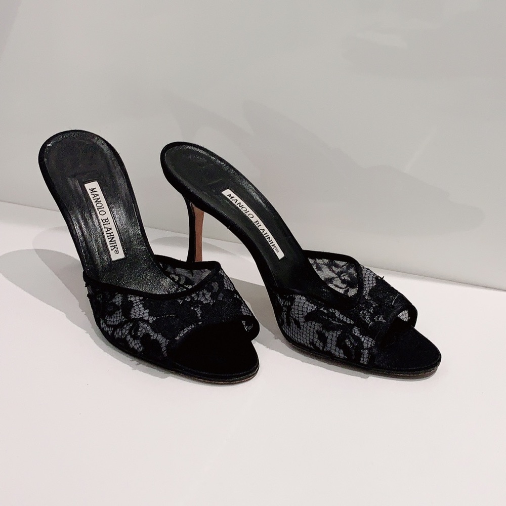 Manolo Blahnik Lace Slides